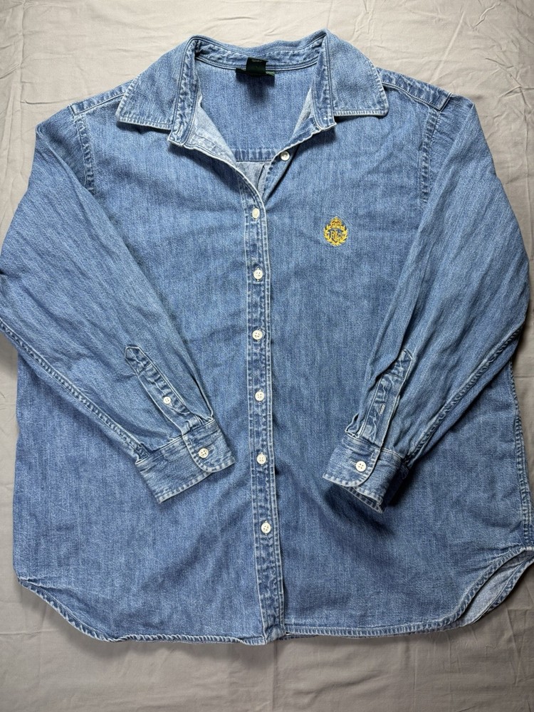 Vintage Lauren Jeans Co Ralph Denim Shirt 2X 100% Cotton