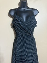 VTG DBY LTD Polca Dot Babydoll Wrapped Maxi Dress Delicate Retro Size M/L Pin-up
