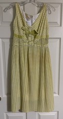 Vtg 1950s Tina Leser Gingham Dress Pleated Mid Century Designer Cotton Bow S M