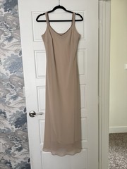 R&M Richard’s Women’s Cream Beaded Lined Sleeveless Column Evening Dress Size 10
