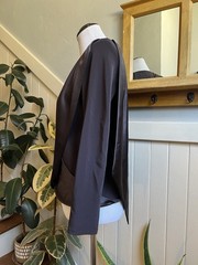 Vintage 1980s Tom Bowker for COTERIE Brown UK 12 US 8 Silk Like Drape Blouse