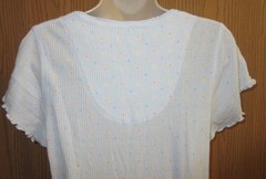 ARIA below KNEE length cotton poly ribbed knit PASTEL dot nightgown sz MEDIUM