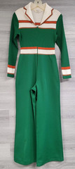 WOMENS VINTAGE 70s JUMPSUIT JCPENNEY STRIPED LONG SLEEVE POLYKNIT DISCO SIZE XS