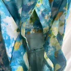 1970s Handmade Maxi Dress Bohemian Pinafore Style Cross Back Blue Floral Size S
