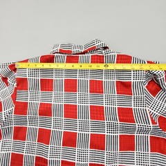 80s Koret Blouse Geometric Secretary Retro Bold Plaid Print Red Buttondown