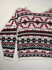 90s ARIELLE Knit Sweater Aztec Long Sleeve Women’s S Mock Neck Vintage