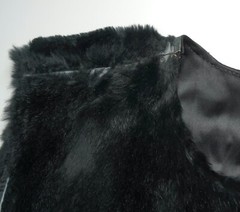 Vintage Sheared Black Rabbit 42″ Long Vest Shabbily Chic One Size AS IS