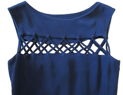 Vintage Genny Dress Sleeveless Sheath XS/S Women Midnight Blue Cutout