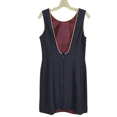 DATIANI Vintage sleeveless open back cocktail elegant navy blue dress sz 12