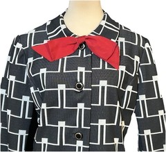 Vintage 1960s Leonard Arkin Paris Mod Op Art Geometric Print Shirtdress Sz 14