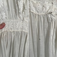 Antique Edwardian Floral Embroidery Pintucking Cotton Lawn Tea Summer Dress