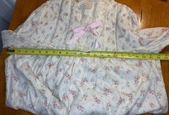 Vtg 80s Barbizon Cream Floral Nightgown Long Sleeves Pleates Cottage Core Sz L
