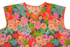 Homemade VTG 60s-70s Mod Bold Floral Sleeveless Zip-Up Tunic Top w/Pockets O/S