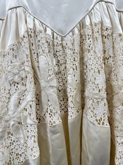 1930s Wedding Bridal Gown Ivory Liquid Satin & Embroidered Lace Train Handmade