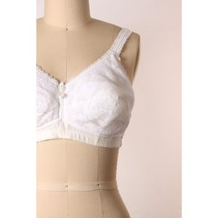 1970s White Floral Lace Floral Bow Detail Padded Bra by Jodee Surgical-40C