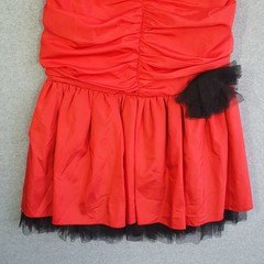 VTG Newsflash Dress Sz 8 red Black Strapless Ruffle Tulle 80s Disco Prom Costume