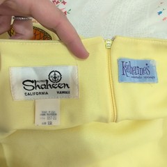 Vintage Alfred Shaheen Yellow Floral Butterfly Maxi Dress 50s 70s Hawaii 12
