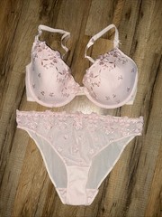 Marks & Spencer Per Una NWOT Panty (Sz 16) Pink Embroidered Net Bra*** (Sz 34DD)
