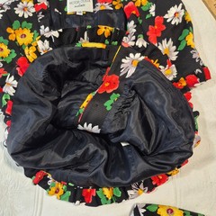 Vtg Victor Costa Skirt Suit Set Black Floral Daisy Ruffle Peplum Sz 10 MINT