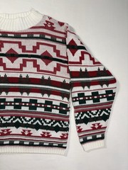 90s ARIELLE Knit Sweater Aztec Long Sleeve Women’s S Mock Neck Vintage