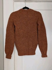 Vintage Montgomery Ward Wool Knit Sweater XS Orange Crewneck Made Hong Kong