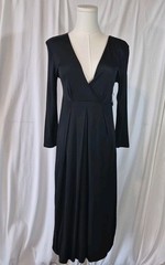 Vintage Max Mara Womens Black Faux Wrap V-Neck Silk Blend Dress IT 42 US 6