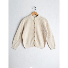 Vintage Cream Waffle Knit Cardigan Sweater 100% Virgin Orlon Acrylic Ivory L
