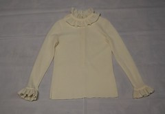 Vintage 1960s Neusteters Dalton womens long sleeve ruffled neck ivory top size 8