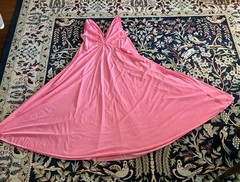 1960’ Claire Sandra Lucie Ann Hollywood Goddess Pink Lounge Gown Gold Tag