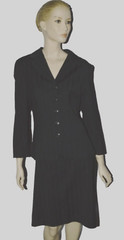 ADRIENNE VITTADINI vtg 90’s SIZE 12 JACKET 14 SKIR SUIT BLACK STRIPED 2 PC SET