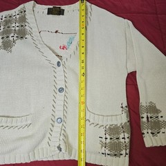 Vintage Eddie Bauer 100% Cotton S Cowboy Horse Western Cardigan Sweater Women