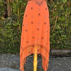 Night Way Collections vintage y2k burnt orange beaded halter midi dress deep v