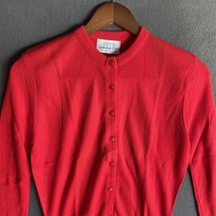 Vintage Cardigan Women’s Size S Red 1950s 100% Acrylic Fibre V-Neck Button Front
