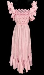 Vintage Eve of Milady 1980s SMALL Pink Eyelet Bodice Ruffle Sleeves Union Tag