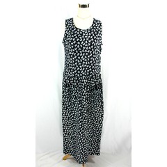 Vintage Adrienne Vittadini Options Bows Print Side Button Maxi Tank Dress 1990s