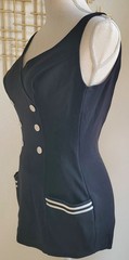 Vintage 1960’s ROBBY LEN Nautical Sailor Swimsuit Pin Up Rockabilly Bathing Suit