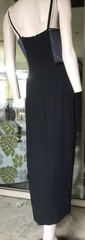 Vtg 80s Studibaker Hawk Black Column Gown Pearl Shoulder Straps 12/14