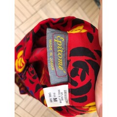 Epitome, Japan vintage red black blue yellow floral rayon button down blouse