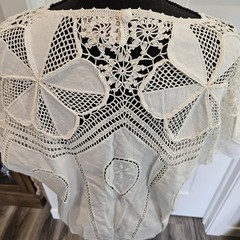 VTG NOS Hand Made BANDO Crochet Lace 100% Cotton Linen Tunic Large Women’s Top