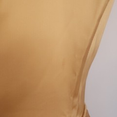 Gold Satin 50s Dress Ladies M Rose 3D Pinup Mad Men Cocktail Prom Gown Bombshell