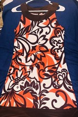 Y2k Vintage B.Smart 70’s Inspired Orange, Brown Floral Mini Dress, Size 3/4