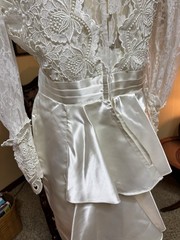 VTG 80s JESSICA MCCLINTOCK White Lace Victorian Wedding Dress High Neck 36x30x38