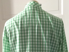 60’s KORET of Cali Mandarin Green Check Button Up Top Shirt Blouse M