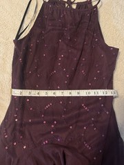 VTG Masquerade Plum Purple Gown Sequin Embroidered Halter Dress Prom Formal 9/10