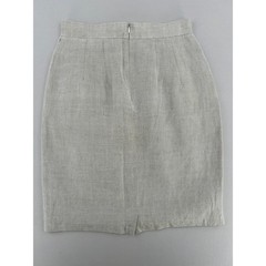 Harve Benard Vintage Linen Pencil Skirt Oatmeal Western Longhorn Silver Detail