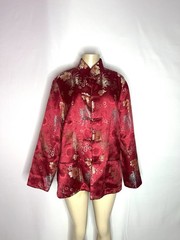 VINTAGE NEWPORT NEW RED ASIAN STYLE SATIN JACKET SZ 16