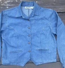 Vintage J. JILL 100% Cotton Denim Shirt Size 8 Made In USA