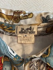 Authentic Vintage Hermès Nautical Print Silk Shirt Dress 1990s Size 36