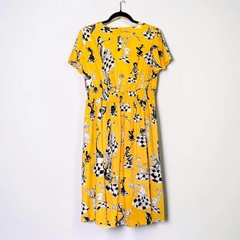 Moschino rare VTG 90’s fairy grunge whimsy surrealism art chess yellow dress 6