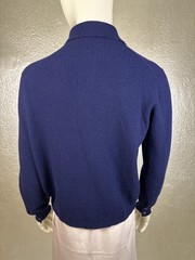 Vintage 1960s Ladies JAEGER Blue Lambswool Great Britain Blue Cardigan Sweater L
